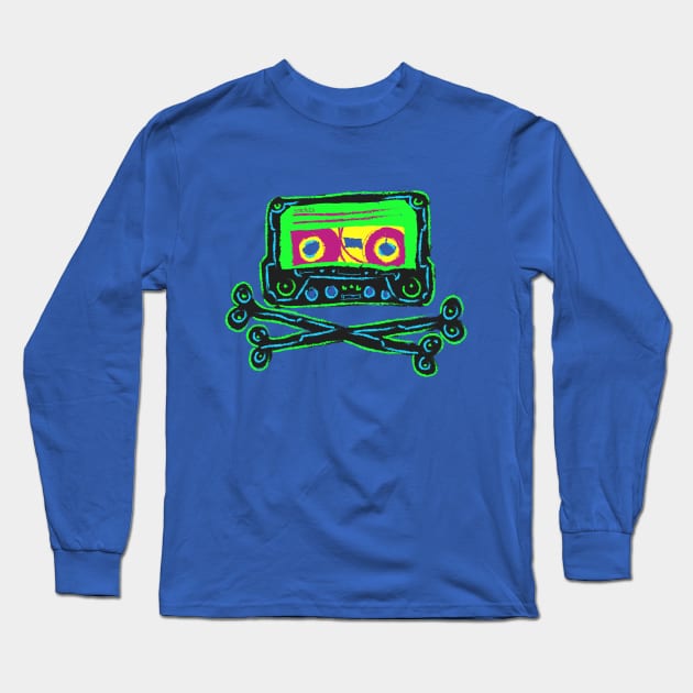 Cassette and Crossbones Long Sleeve T-Shirt by z0mbi